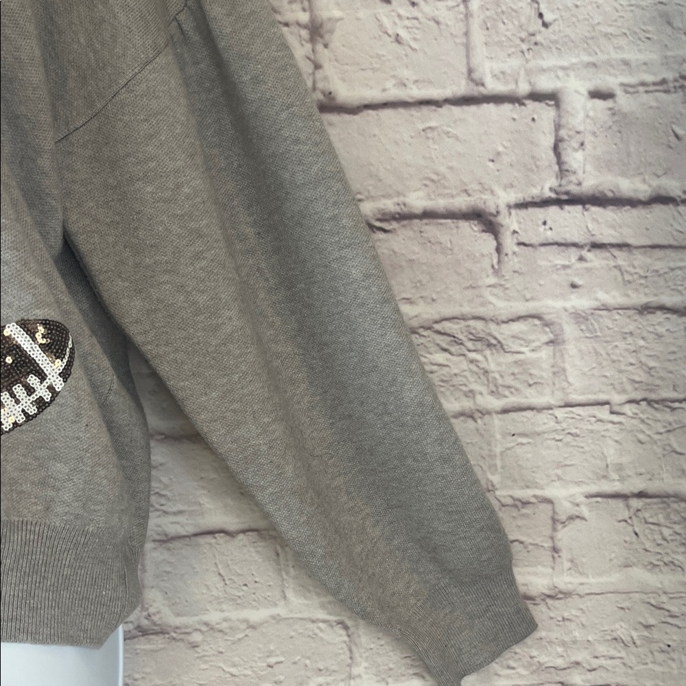 Women's Gray Football Patterned Sweater - Picture 4 of 10